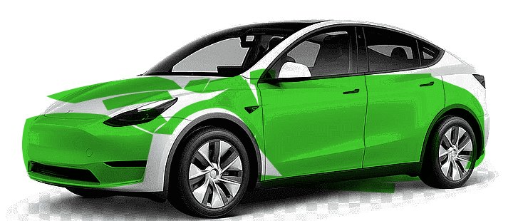 Coverage diagram: full painted exterior highlighted