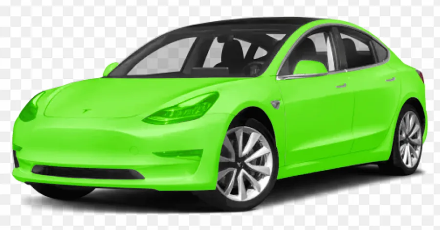 Full Vehicle Coverage PPF package — Tesla with the entire painted exterior highlighted in green